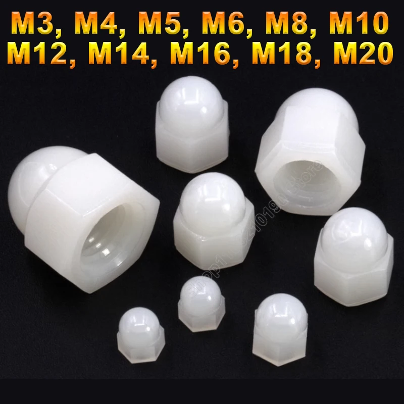 

1-10Pc Nylon Acorn Cap Dome Nut White Insulation Decorative Cover Hexagon Hex Nut M3 M4 M5 M6 M8 M10 M12 M14 M16 M18 M20 DIN1587