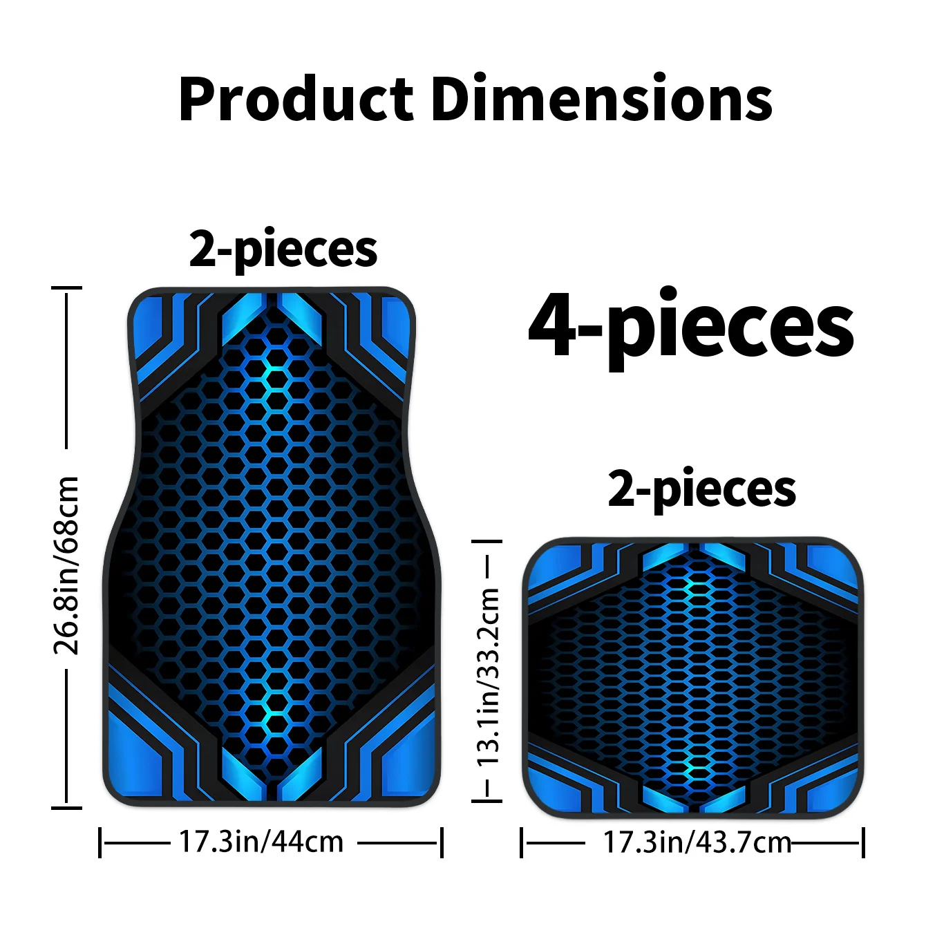 4pcs Set 2D High-End Blue Grid Pattern Printed Car Floor Mats | Easy To Clean, Decorative And Protective Accessory For Driving P