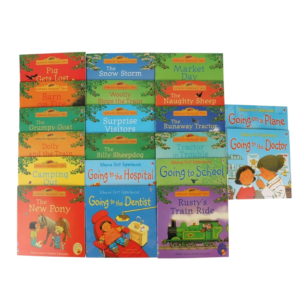 Juego de 20 libros de la serie Usborne Farmyard Tales para niños y bebés, libro de imágenes en inglés, lectura de padres e hijos, 15x15cm