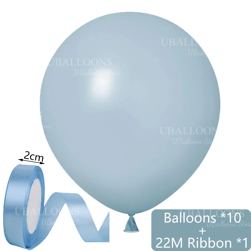 10 Stück Pastellfarbene Staubblaue Luftballons mit Band 10/12/18'' Boho Haze Blaue Ballons für Geburtstag Babyparty Hintergrunddekoration – Detail 2