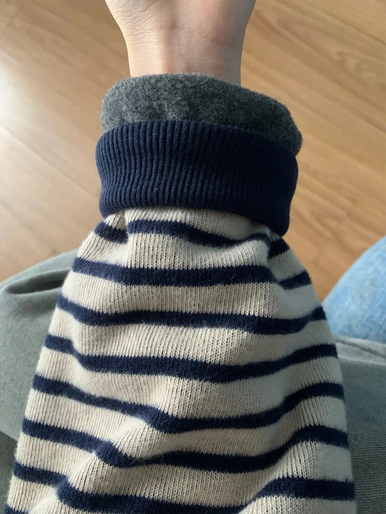 

Женский круглый свободный длинный свитшот Ne Fce на подкладке в полоску с рисунком, удобный винтажный топ на осень и зиму