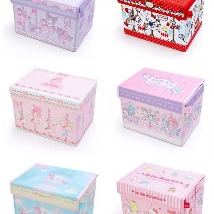 

Kawaii Sanrio Hello Kitty KUROMI покрытый органайзер коробка аниме мультфильм милый студенческий пыленепроницаемый одежда для хранения игрушек подарок для девочек игрушки
