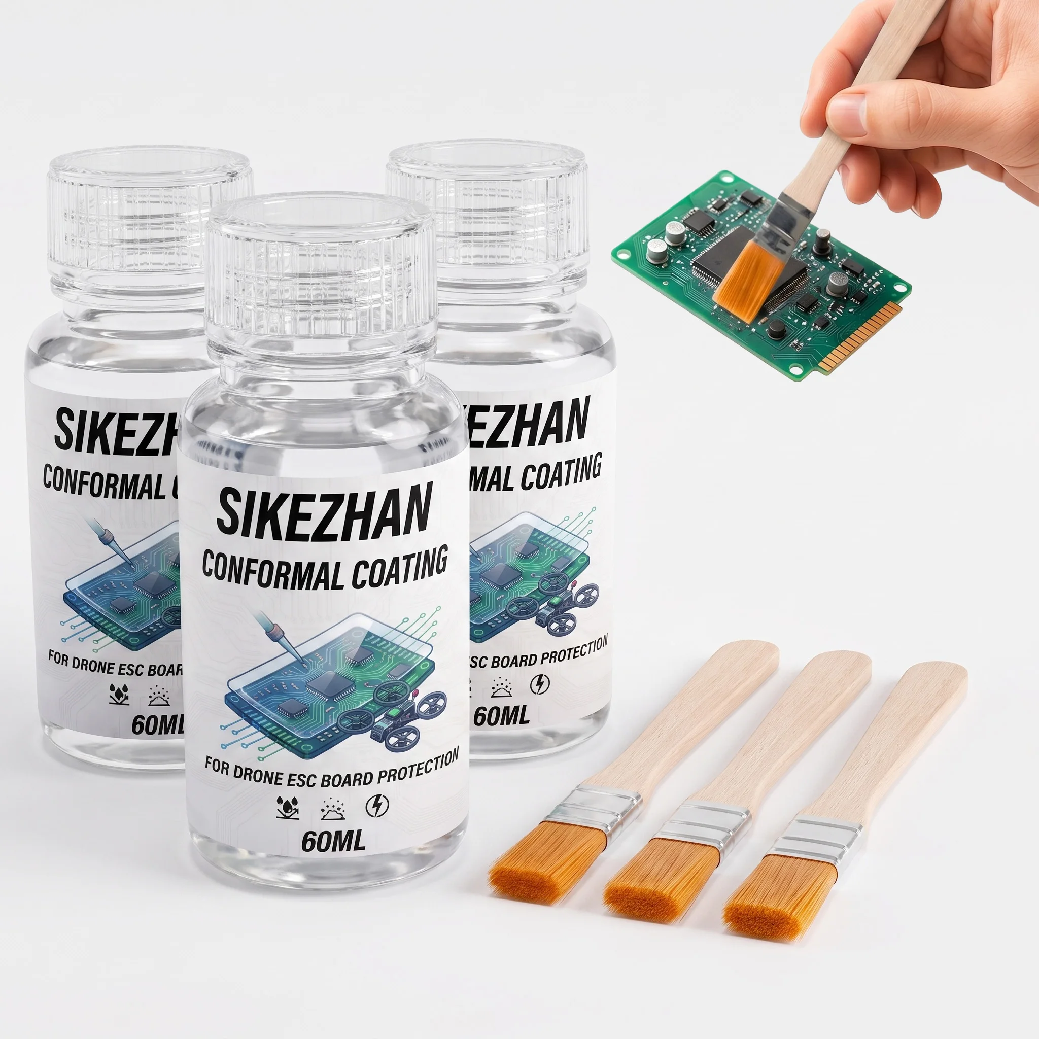 Waterproof Electronics PCB Conformal Coating 60ml Insulation Varnish Quick Drying Protective Liquid for Circuit Board Repair DIY