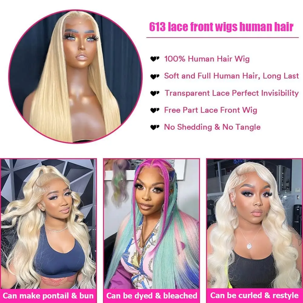 613 Blonde 13x6 HD Lace Front Wig Human Hair 30 Inch Straight Lace Frontal Wigs on Sale Glueless Wigs Human Hair Ready to Wear