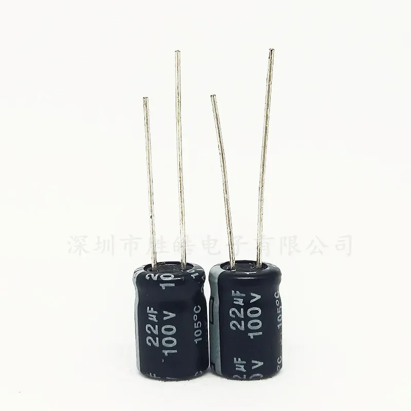 

50PCS/lot High Quality 100v22uf 6.3*11 High quality capacitor New Aluminum Electrolytic Capacitor 3.3uf100v Size: 6x11 (MM)