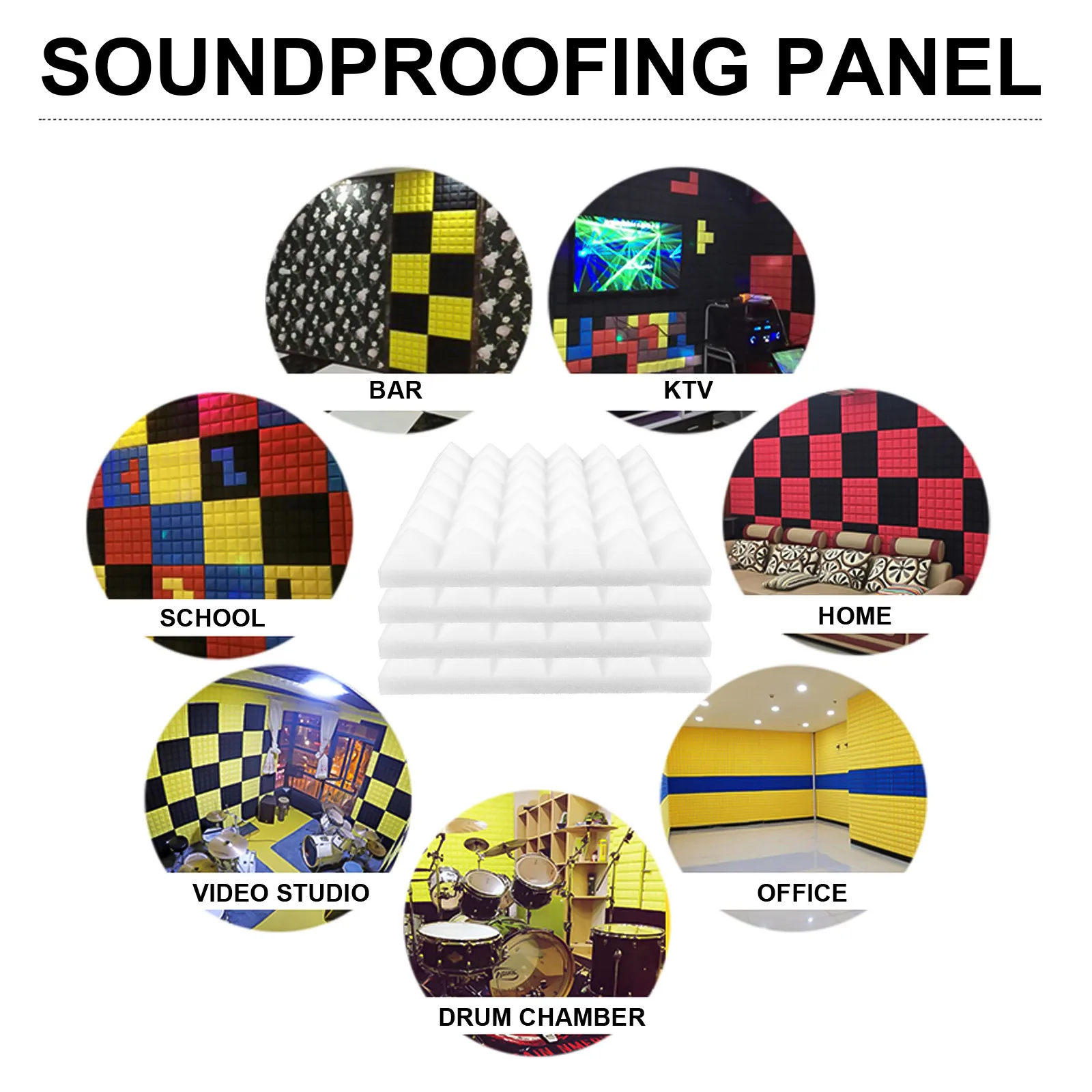 

4pcs Sound Absorbing Sponge Acoustic Panels For Studio Wall Soundproofing Noise Reduction Square Foam Tiles
