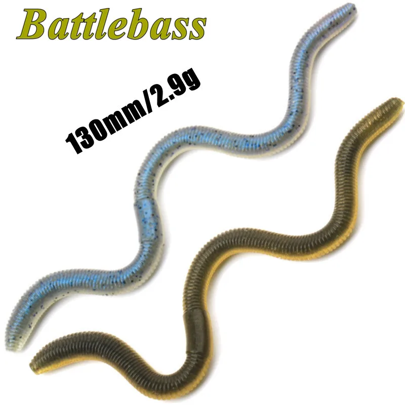 BATTLEBASS 10PCS/Lot Earthworm Soft Lures 13cm 2.9g Fishing Artificial Silicone Bass Pike Minnow Swimbait Jigging Plastic Baits