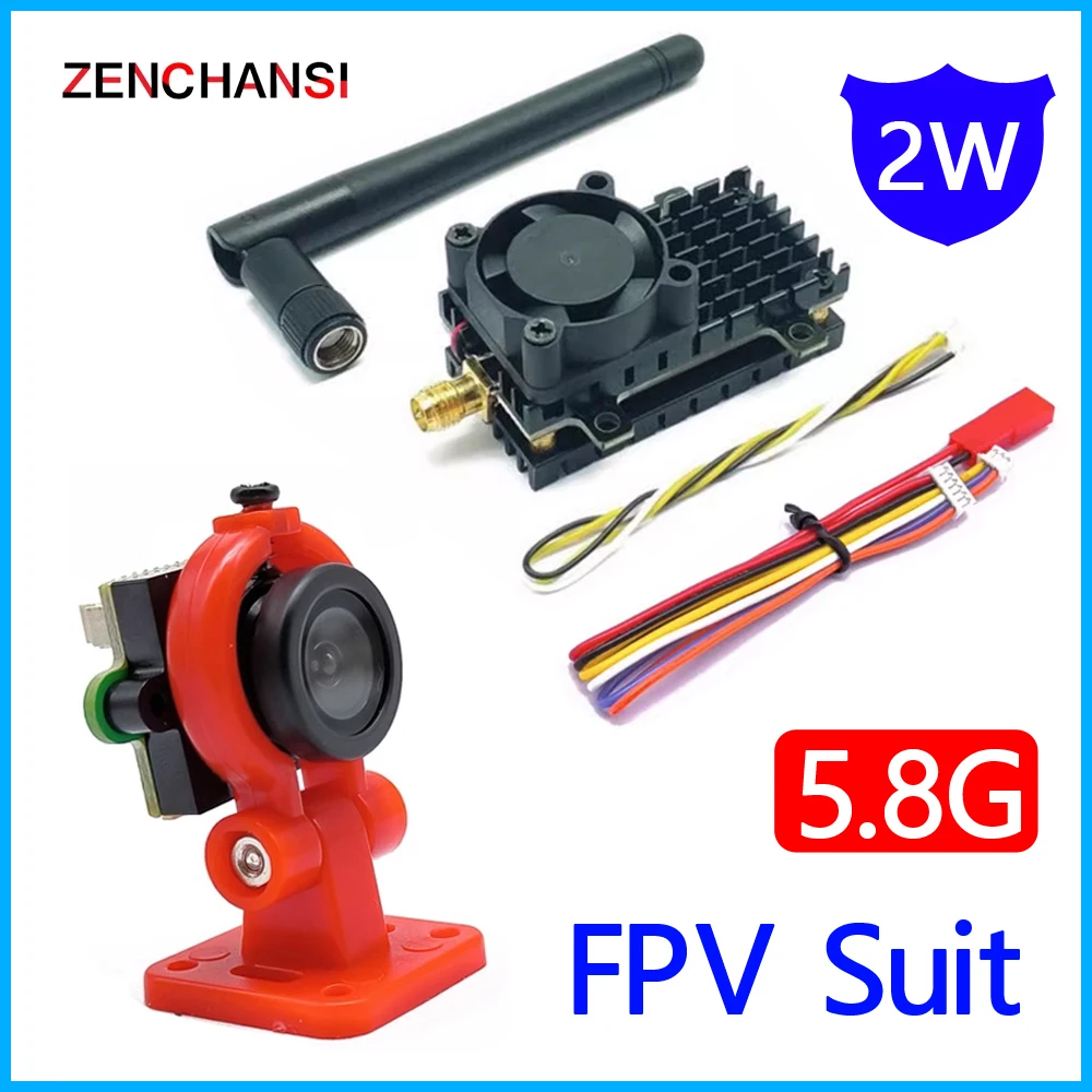 5.8G FPV Monitor 800*480 with DVR 40CH and Long Range 5.8G 2W FPV Wireless VTX Transmitter+1.4mm CMOS 700TVL Camera for RC Part