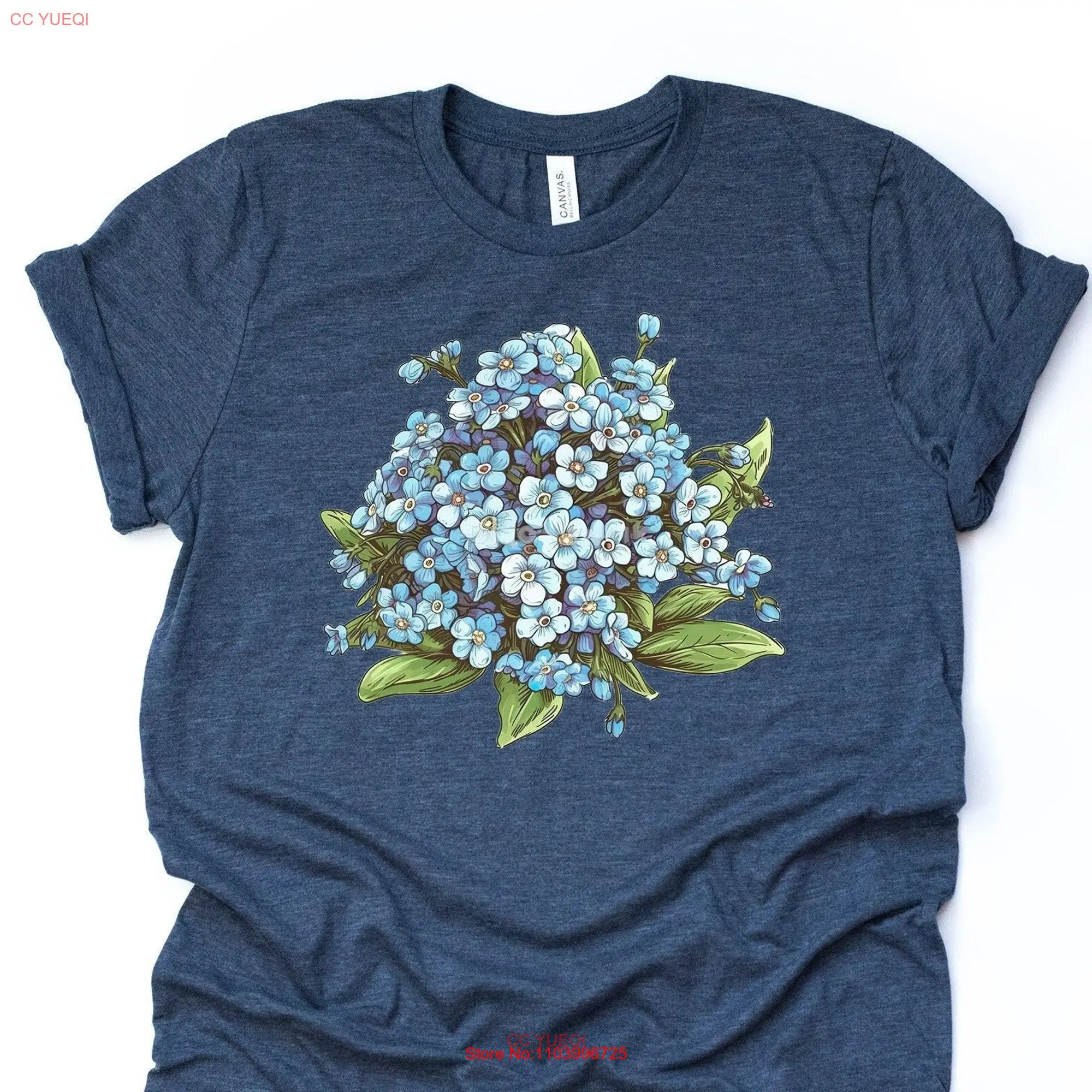 Forget Me Not Flowers T Shirt Pretty Bouquet Design premium unisex 3 color choices 3x 4x long or short sleeves