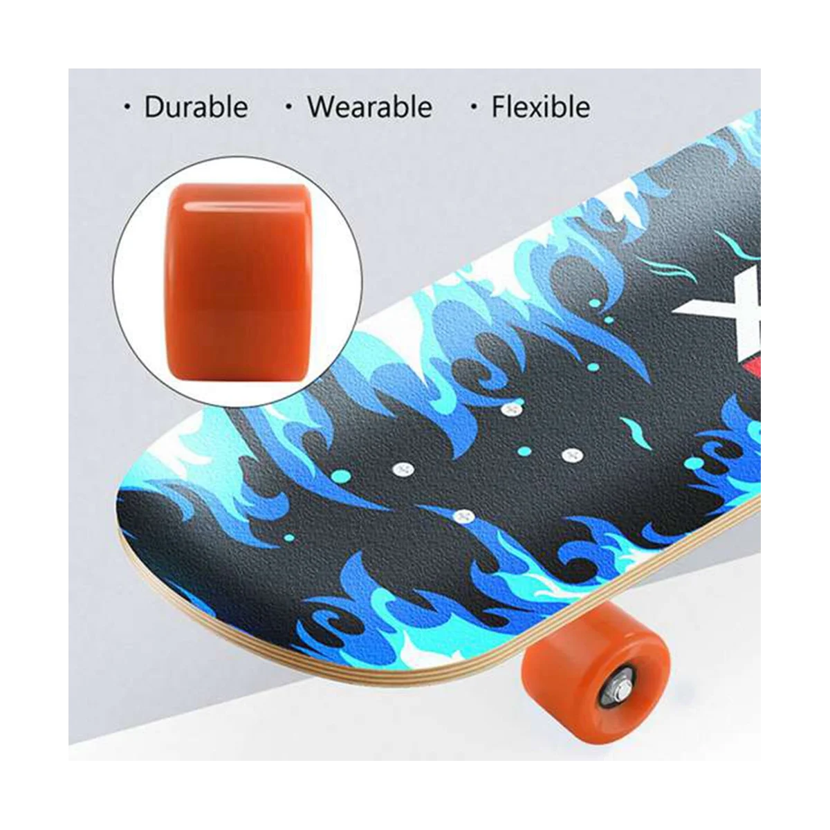 4 PCS Skateboard Wheels Elastic PU Wearable Flexible Durable 65X45 PU Skateboard Wheels Sports Orange