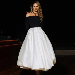 HOBBY White A-line Ankle Length Midi Satin Party Skirt Custom Made Zipper Back Smooth Prom Skirts Plus Size Ever Pretty Gown