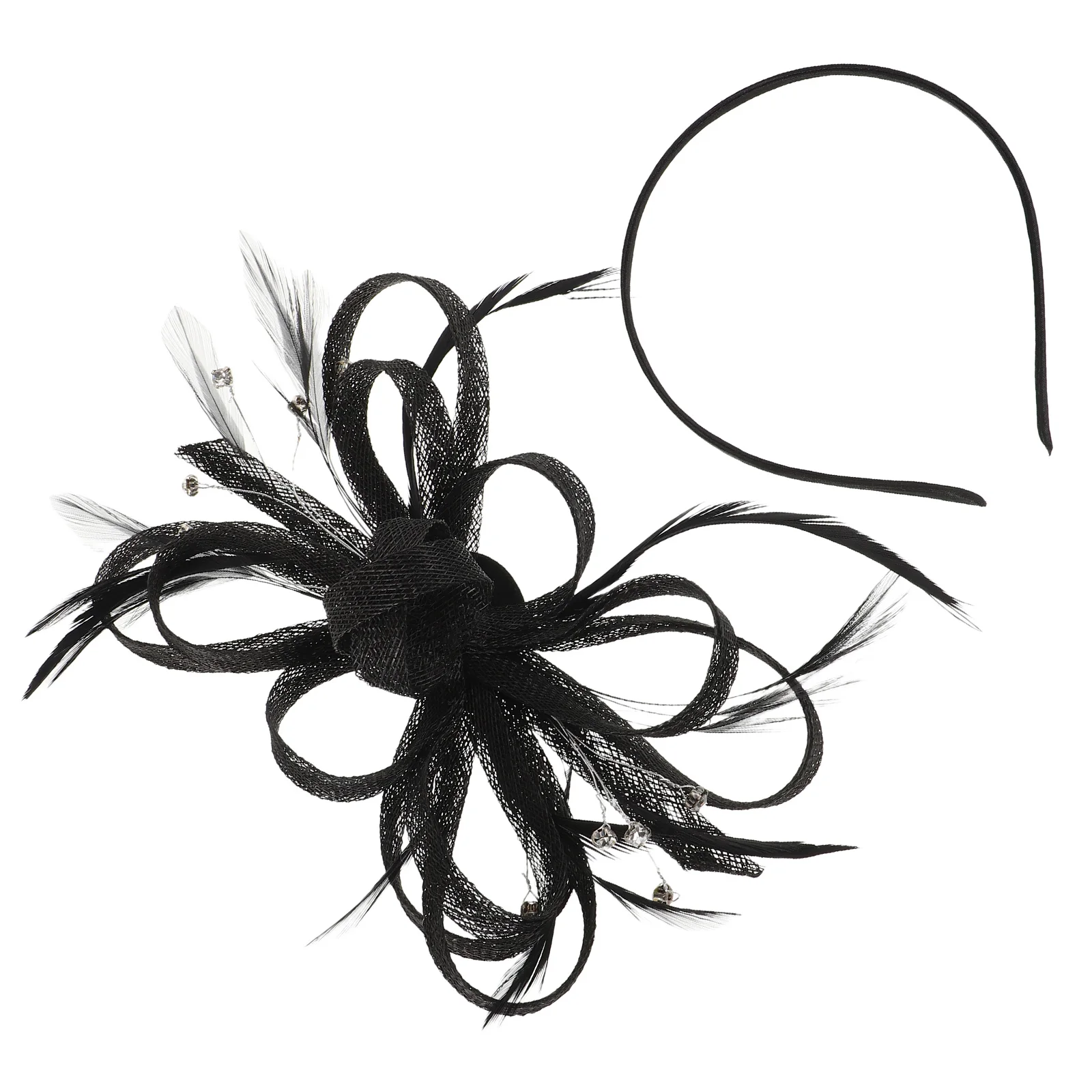 

Vintage Organza Rhinestone Hair Band Black Elegant Wedding Party Headpiece Soft Comfortable Knotted Headband Women Bridal