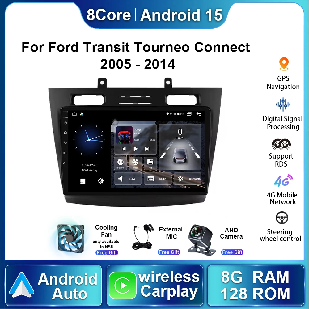 Car Radio For Ford Transit Tourneo Connect 2005 - 2014 Autoradio Multimedia Player Stereo Auto Wireless Carplay Navigation GPS