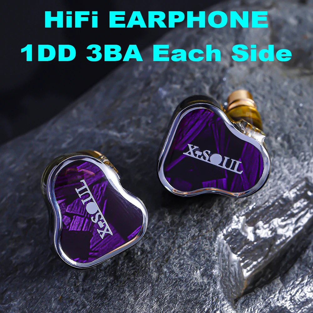 

1DD 3BA IEM Earphones HiFi Headphones in-ear Monitor Earbuds Wired Headphones for Musicians X-SOUL IEMs 2pin Detachable Cable