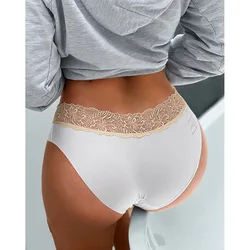 SP&CITY Sports Ice Silk Lace Traceless Sexy Women's Underwear Low Waist Fitness Panties Breathable Cotton Crotch Seamless Briefs