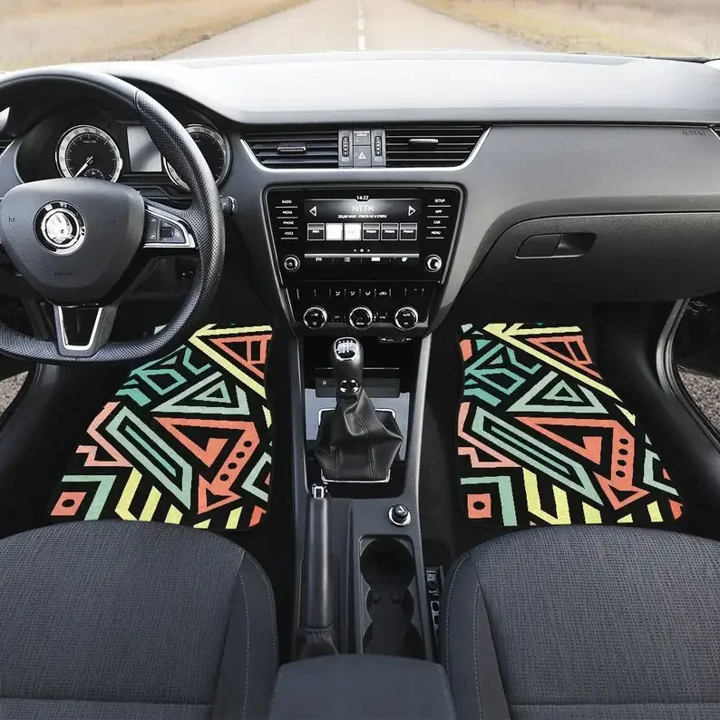 

Colorful Yellow Orange Tribal Abstract Art Car Floor Mats Set, Front and Back Floor Mats for Car, Car Accessories