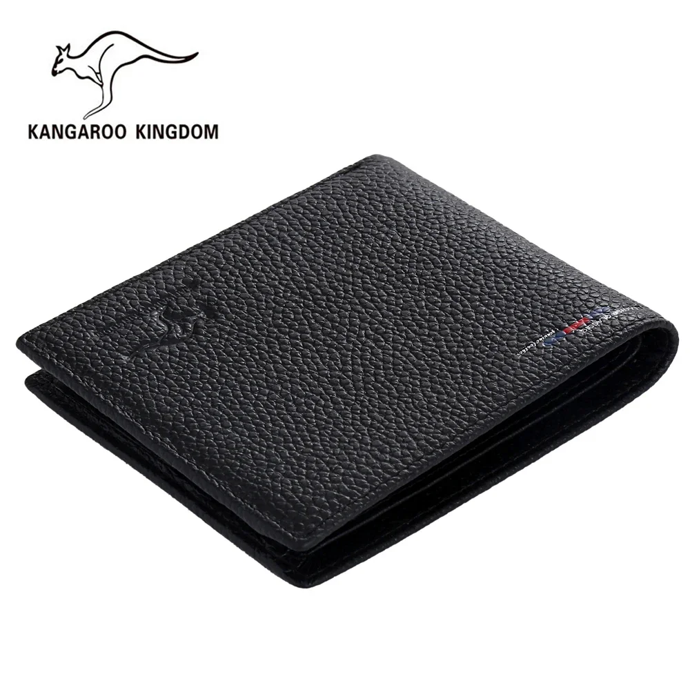 Kangaroo Kingdom กระเป๋าสตางค์ผู้ชายกระเป๋าใส่บัตรเครดิตดีไซน์สั้นกระเป๋าใส่เงินหนังแท้แบรนด์