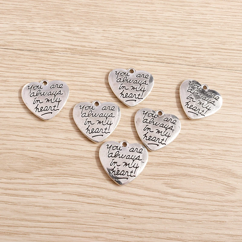 Tusember 10 قطعة قلوب معدنية سحر أنت دائما في قلبي قلادة القلائد اليدوية القرط المفاتيح الحرفية DIY العرض #3