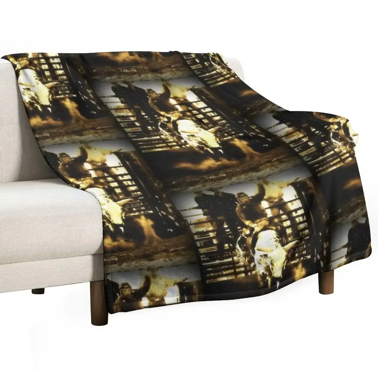 

Bull Riding Rodeo Cowboy Rustic Country Western Throw Blanket Shaggy Furry Soft Blanket for Bedroom Living Room