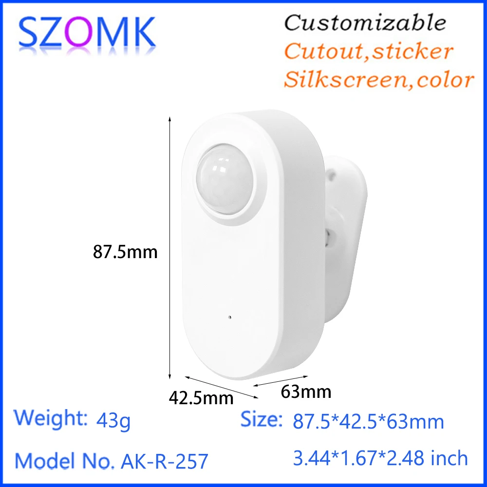 87.5x42.5x63mm Security Infrared Sensor Shell ABS Plastic Project Box with High-Capacity Dual AA Holder