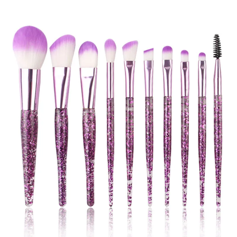 

20Set/Lot 10Pcs/Set Crystal Sequins Onion Powder Cosmetic Brush Suit Quicksand Synthetic Fiber Makeup Tools HA1942