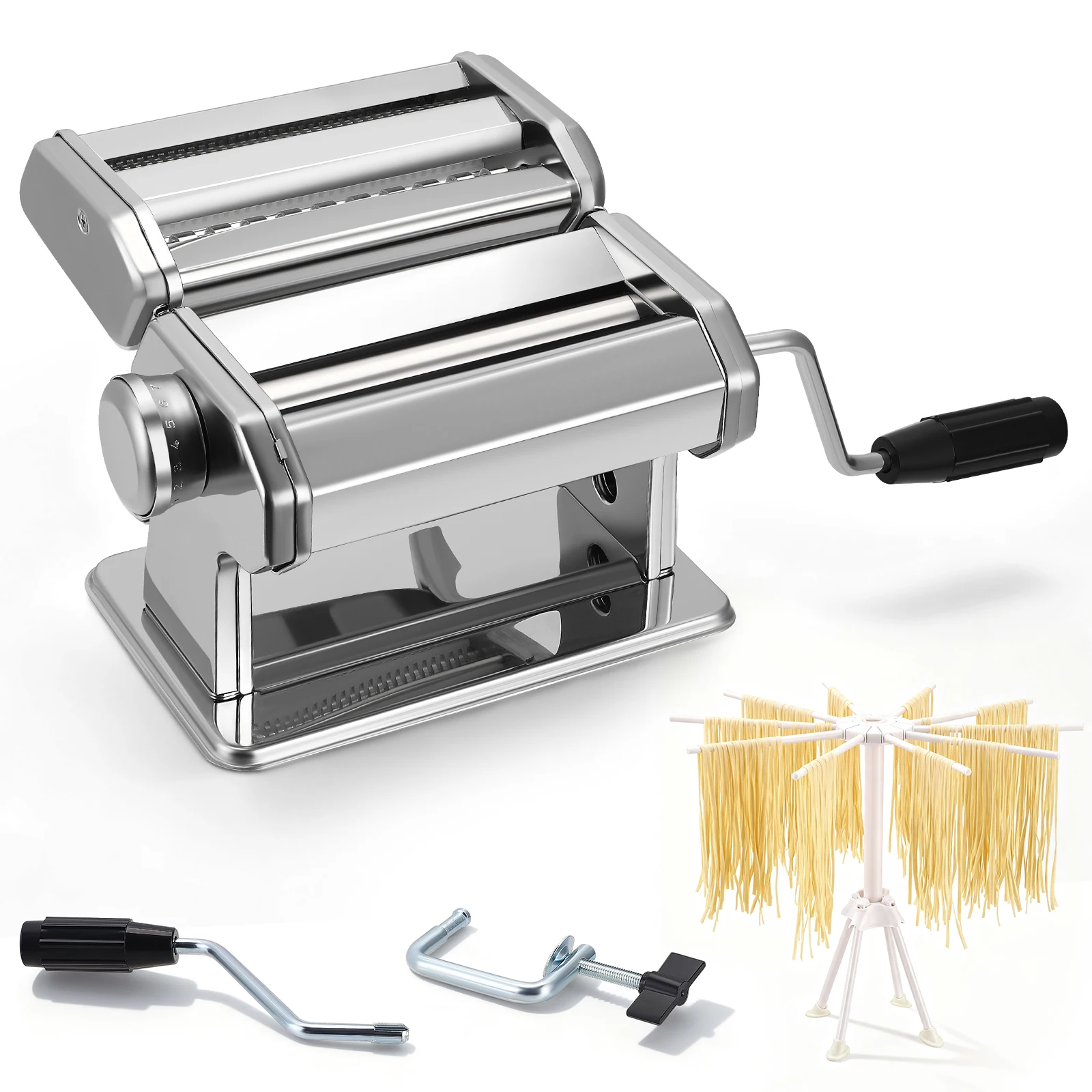 Ensemble de Machine à pâtes manuelle, trancheur en acier inoxydable, rouleaux de nouilles fraîches, pour cuisine, hôtel, appareil ménager