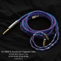 MMCX Sennheiser Silver Plated OCC Upgraded Replace Cable 8 Core Headphones Wire for IE200 IE600 IE300 IE900 3.5mm with MIC 2.5mm