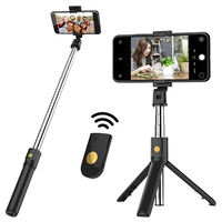 Wireless Selfie Stick Tripod Stand with Bluetooth Remote Extendable Mini Tripod For iPhone For Mobile Phone Video Live Fill Lamp