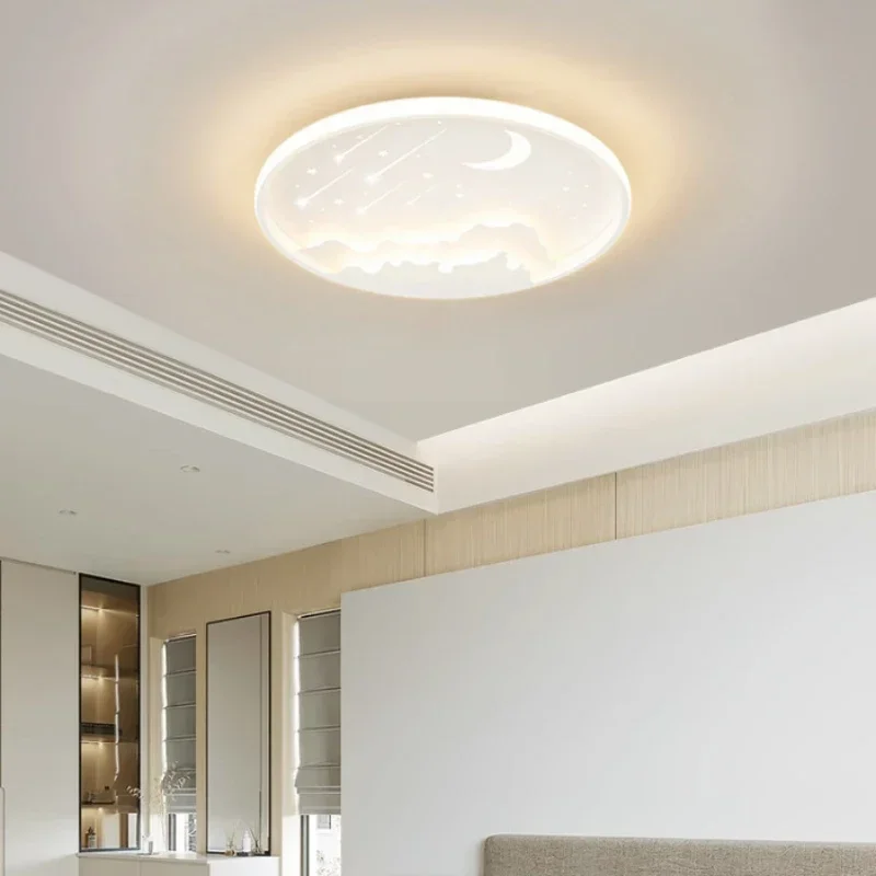 SANDYHA الحديثة بسيطة مصباح السقف الدافئ الكرتون القمر ستار تصميم غرفة الاطفال غرفة نوم ديكور المنزل تركيبة إضاءة رومانسية