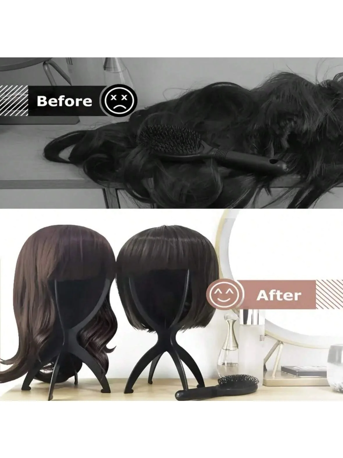 Suporte de peruca portátil suporte de peruca dobrável suporte de peruca durável exibição de peruca 13.8 Polegada ferramenta suporte de peruca de viagem para todas as perucas