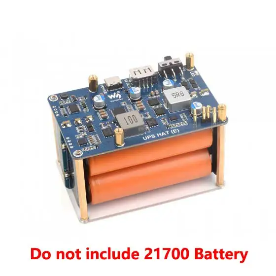 Raspberry Pi 5 UPS HAT (E) 5V 6A Output Uninterruptible Power Supply Supports 21700 Li batteries (NOT Included)