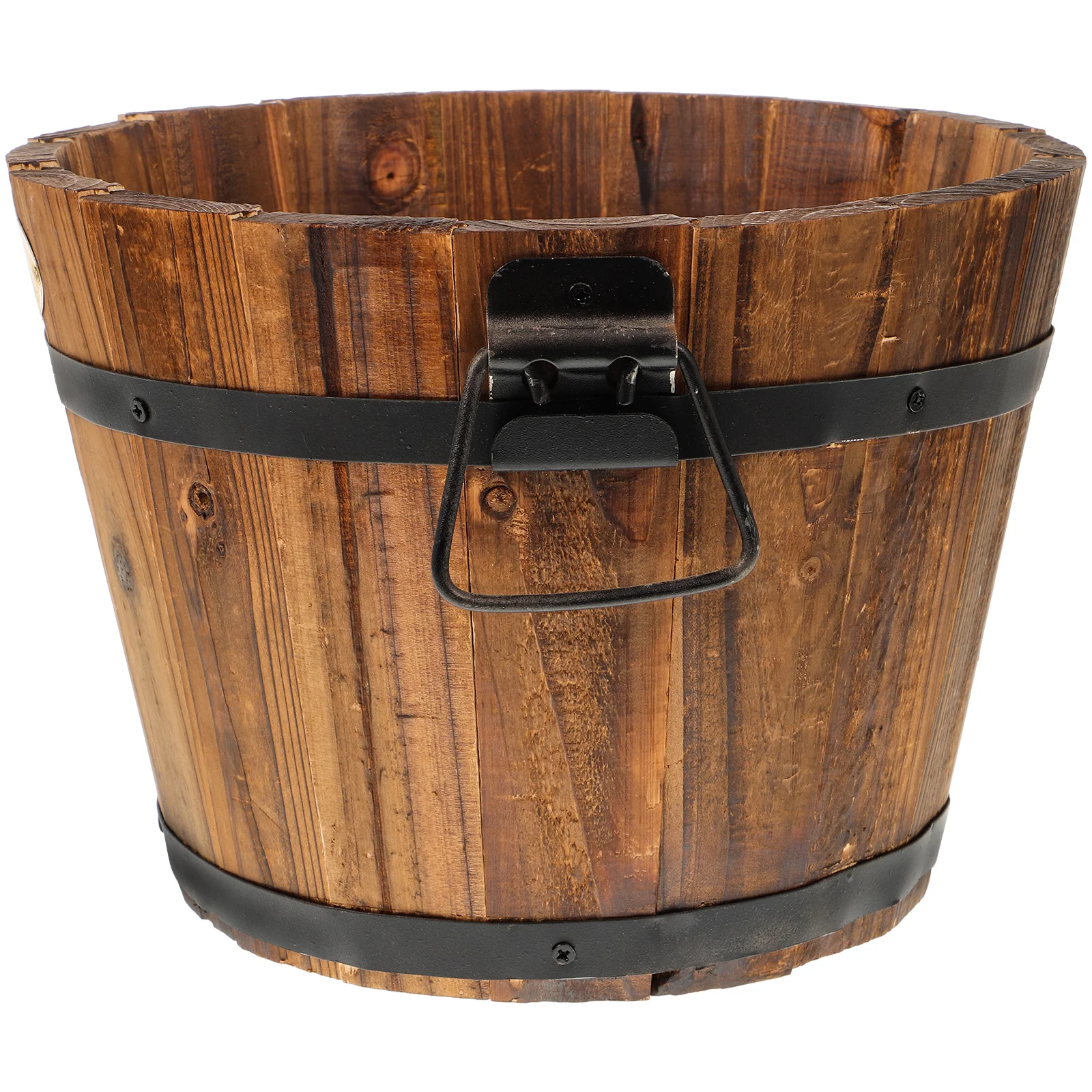 Large Outdoor Planters Rustic Wooden Flower Bucket Decorative Flower Pot Planter Gardening Pot Farmhouse Vase Plant Container