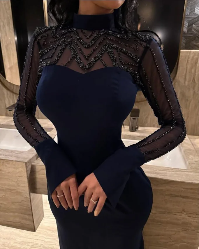 Arabische Nacht Elegante Avondjurken Zwart Prom Jassen Vloerlengte Zeemeermin Feestjurken Aangepaste Vestidos de noche 2025