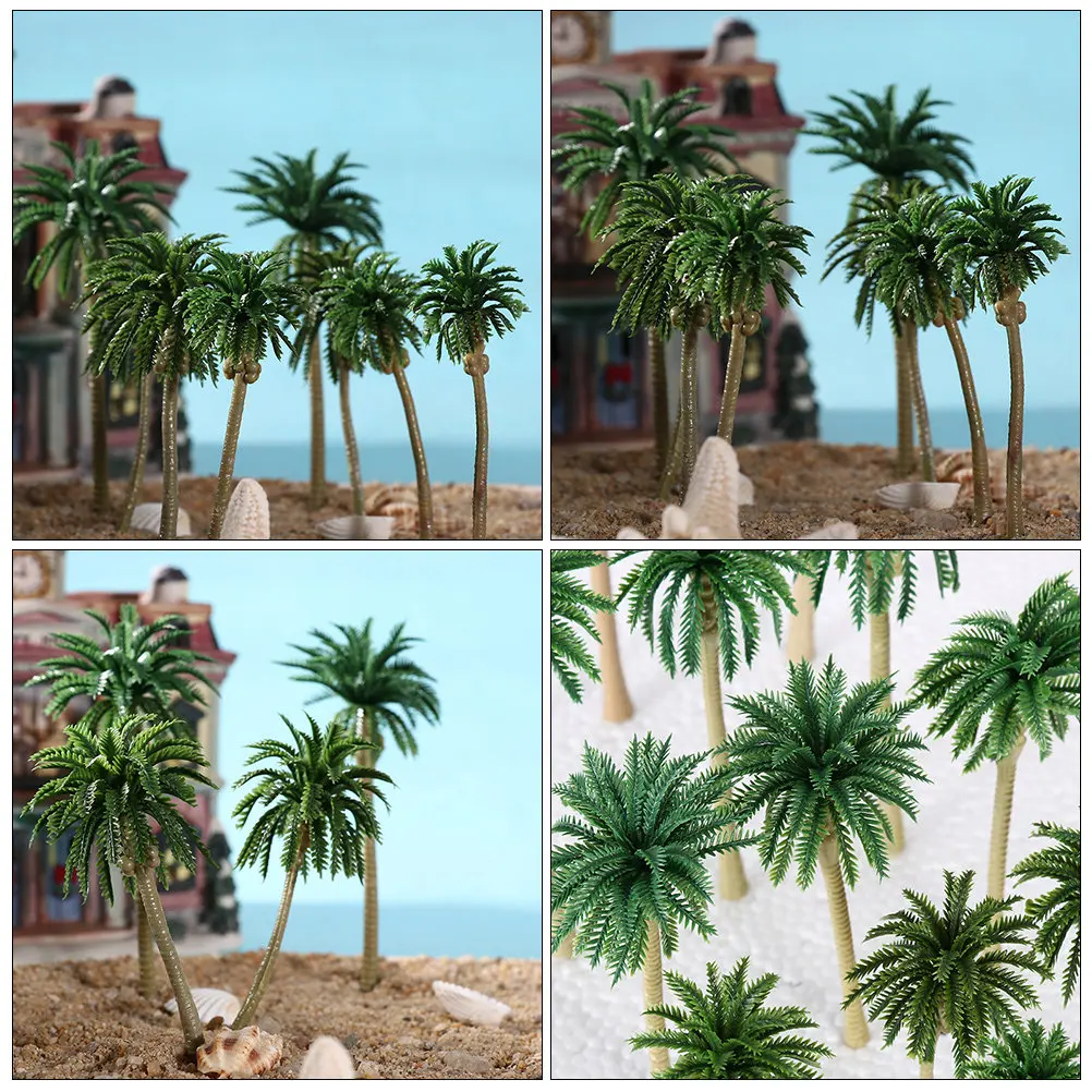 25Pcs Premium Plastic Simulation Coconut Tree Models for Sand Table Decor Miniature Landscape Trees Lifelike Beach Scene