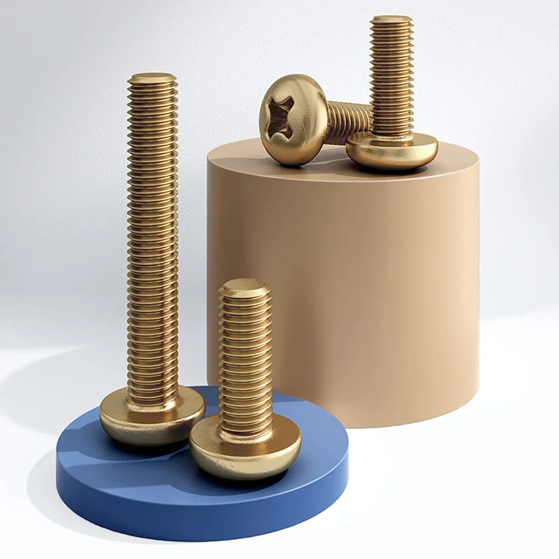 M8 Brass Phillips Pan Head Machine Screws Thread Cross Recessed Round Head Bolts 12-60mm For Electrical Cabinet Furniture DIY