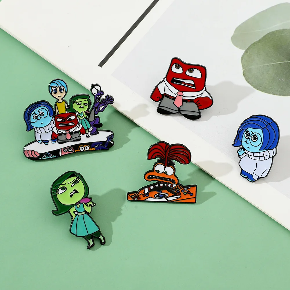 Disney Inside Out 2 Fashion Jewelry Brooches Enamel Pin Cartoons Badge for Bags Jeans Hoodies Denim Lapel Pin Jewelry Kids Gifts