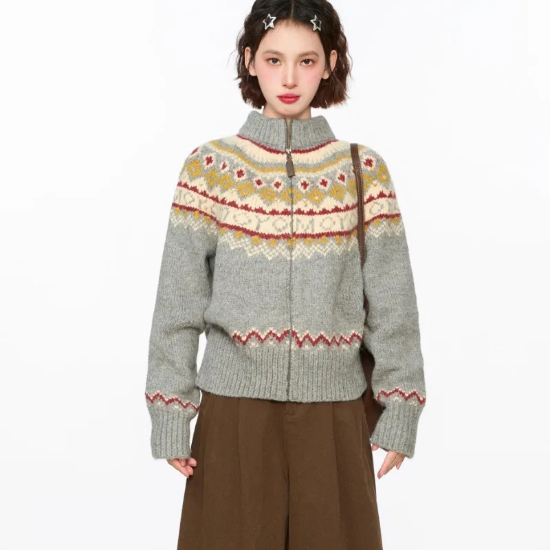 Cardigans Women Fashion Ins Stand Collar Knitted New Trendy Korean Style Warm Autumn Winter All-match Zipper Chic Tops Ulzzang