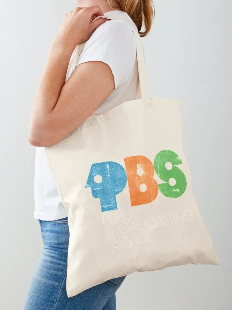 

PBS Vintage Logo Distressed Tote Bag large size bags Eco bag custom bags