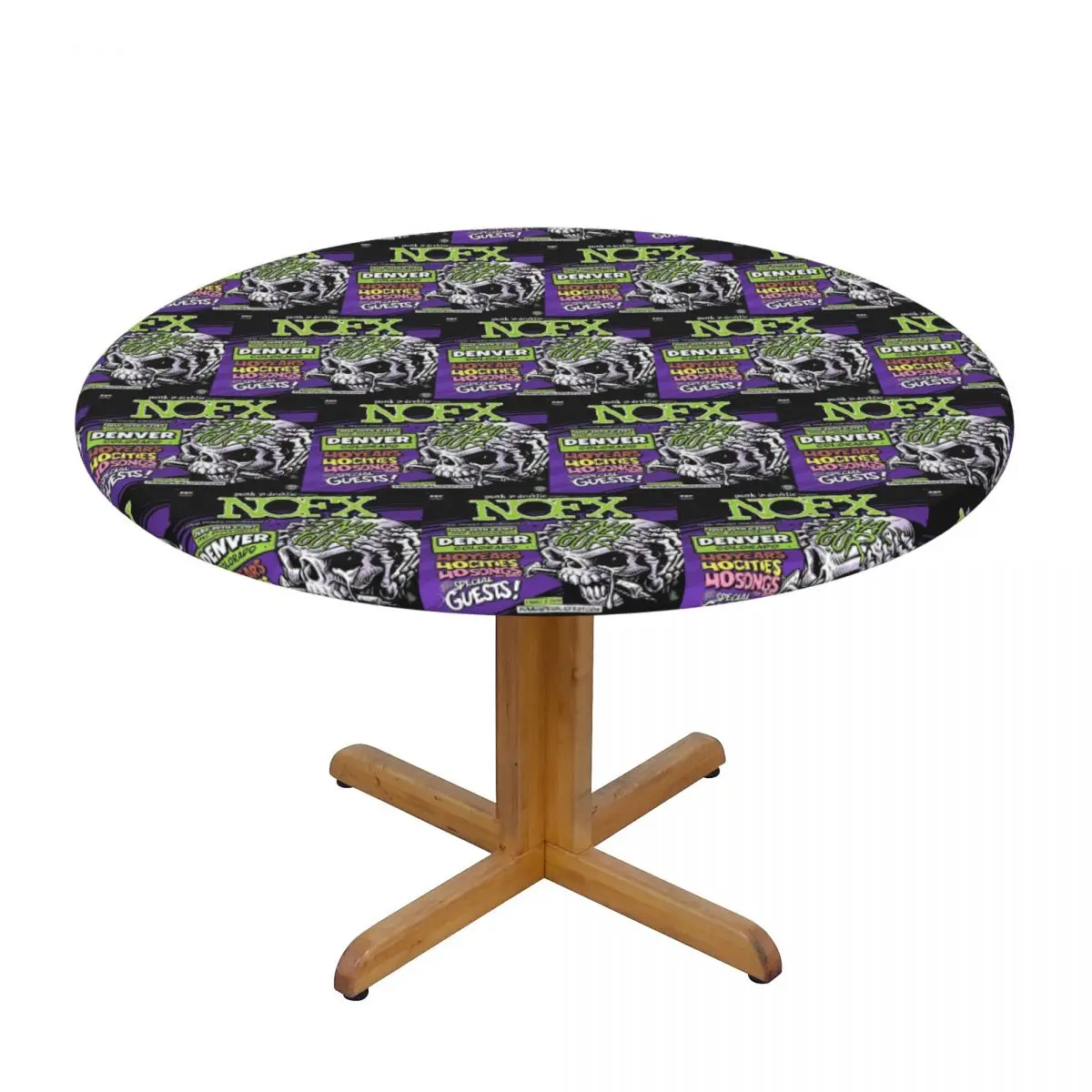 Nofx Band Final Tour Skull Waterproof Round Tablecloth Oilproof Table Cloth for Kitchen Events Dining Table Cover
