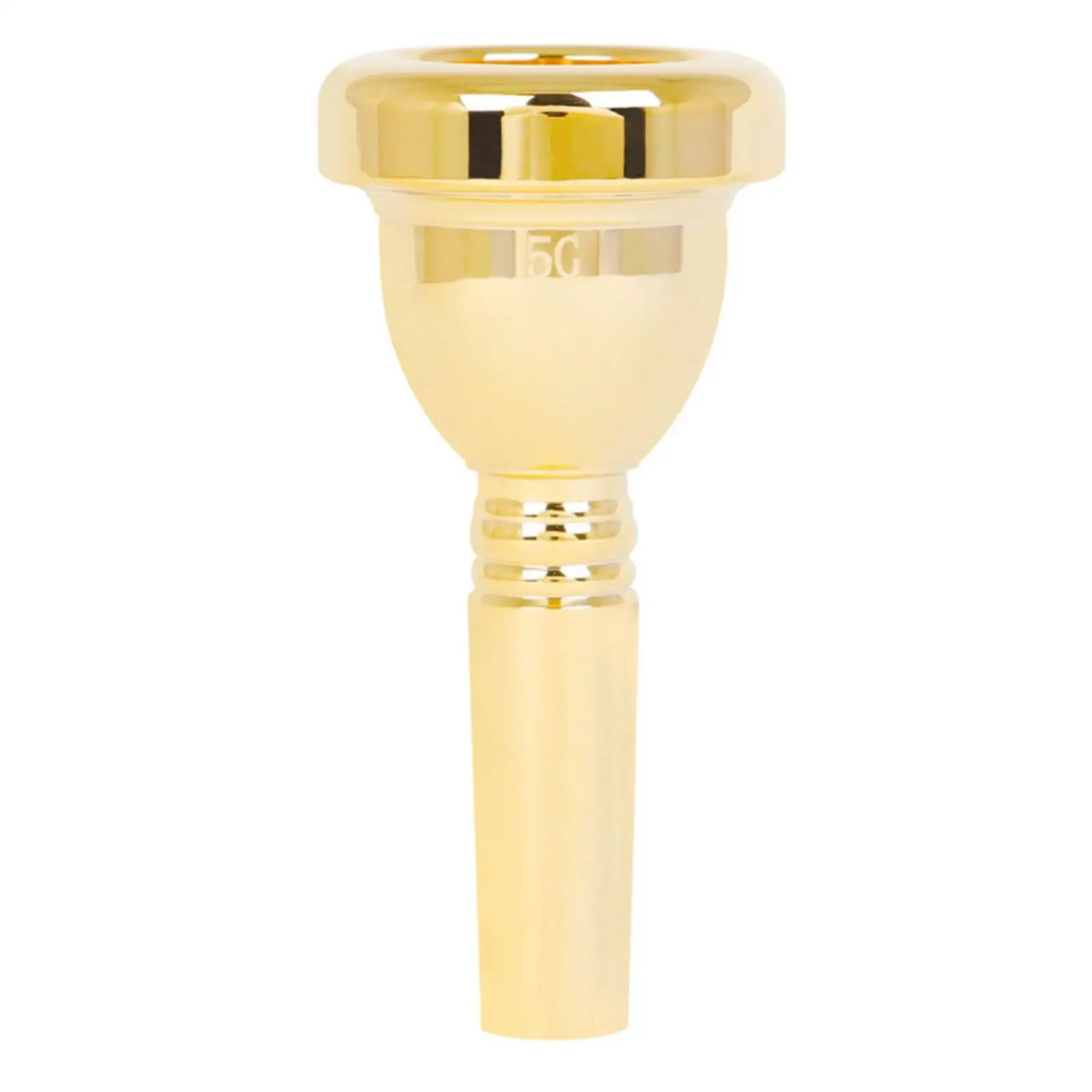 Tenor Trombone 5G Gold Brass Mouthpiece Compact Size Smooth Polished Wall Cylindrical Shank Accessory for Rehearsal Stage Use
