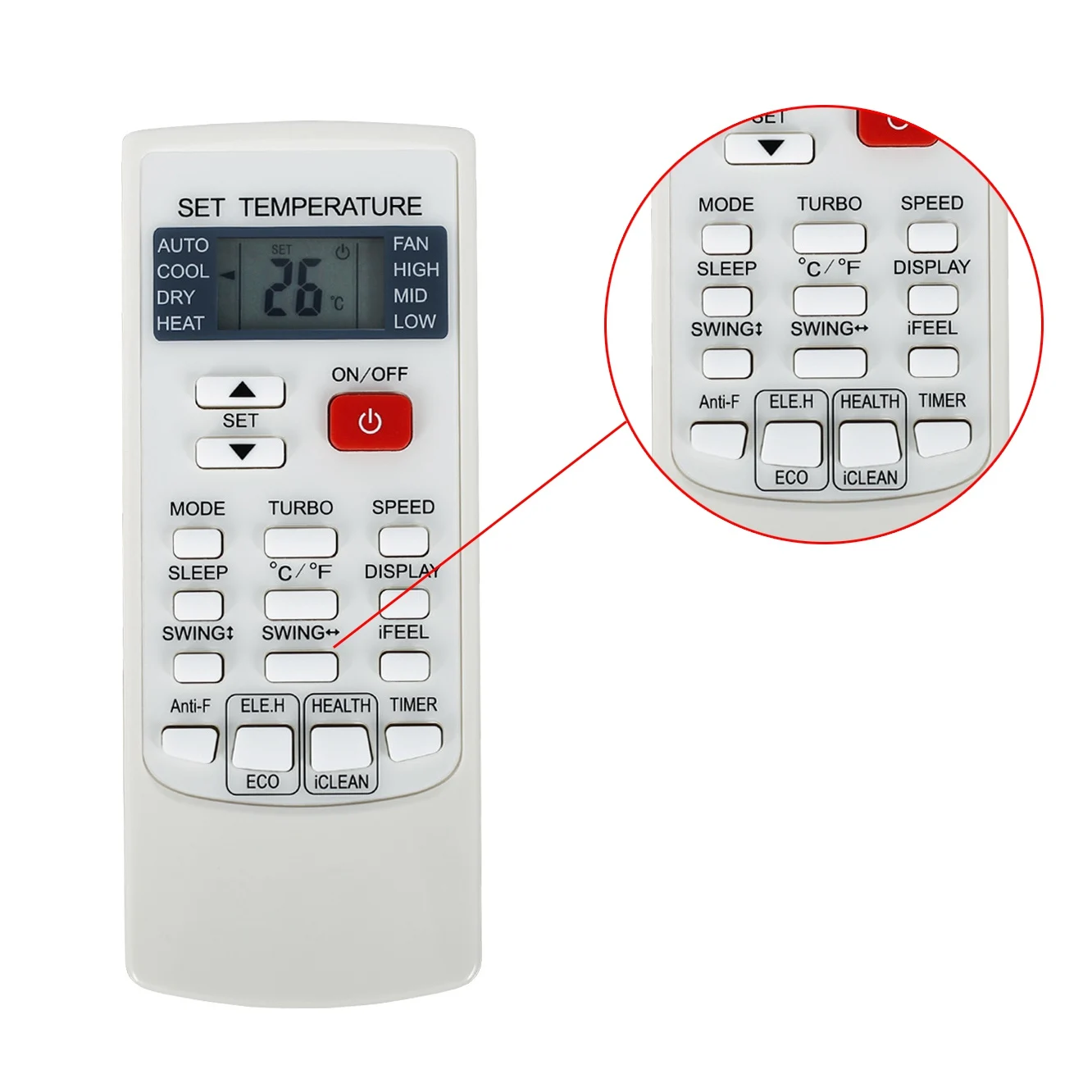 Air Conditioning Remote Control Replacement for Aukia YKR-H/102E Feel Comfortable