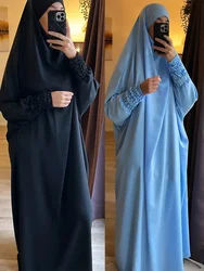 Ramadan lungo Khimar musulmano un pezzo Jilbab vestito Abaya donne preghiera indumento saudita arabo preghiera vestito Robe Burka Eid Niqab 2024