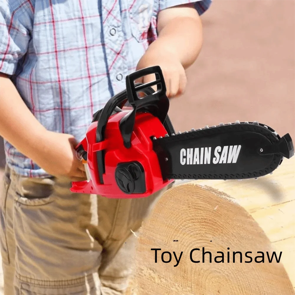 Sierra eléctrica de plástico de alta calidad, montaje DIY rojo y negro, sierra eléctrica grande, herramienta de reparación de simulación, juguete, regalo para niños