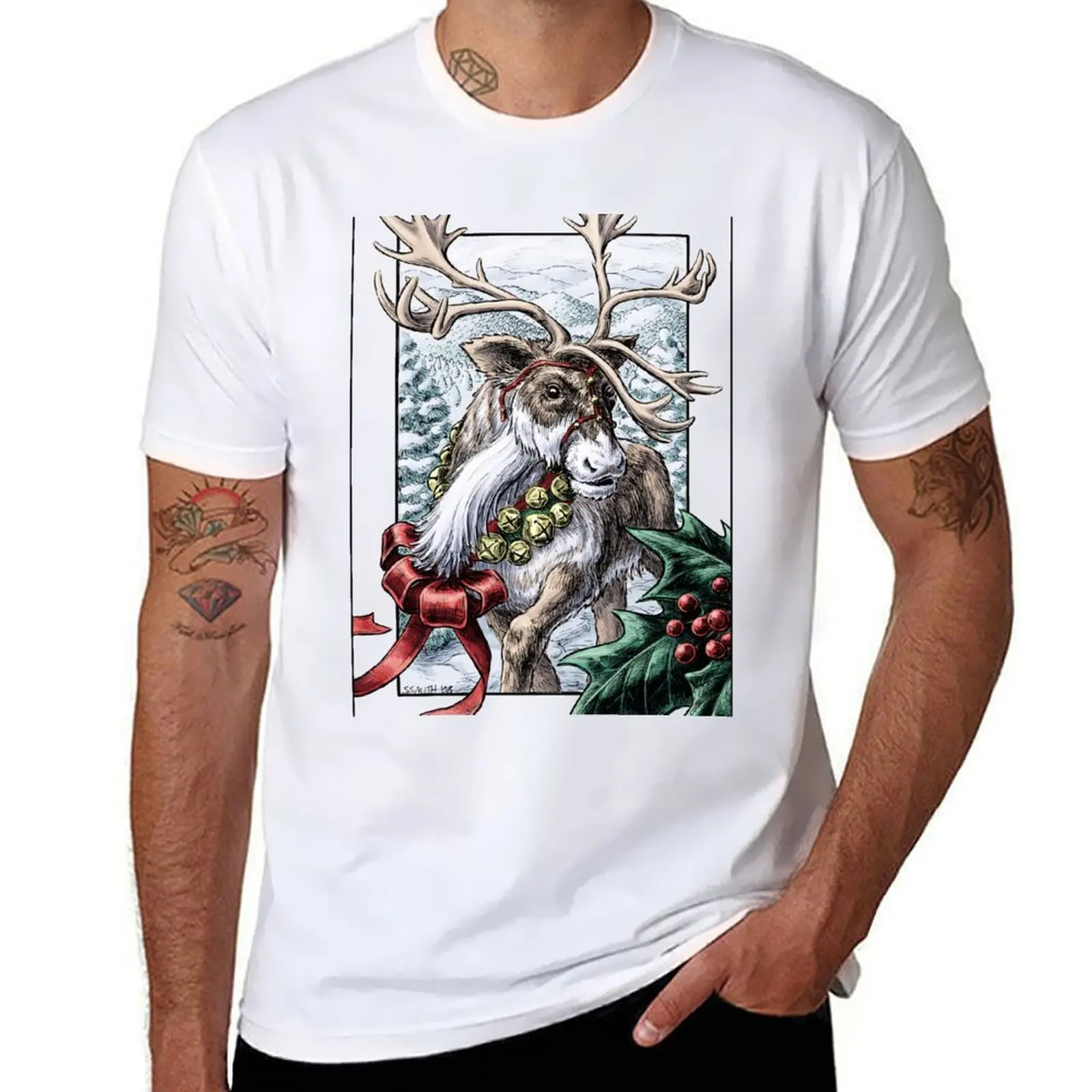 

Jingle Bells Holiday Reindeer T-Shirt t shirt for man 100 percent cotton g man t shirts for men T-Shirt