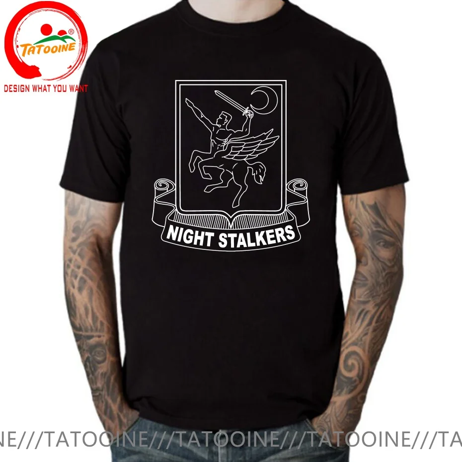 US Army Airborne 160th SOAR Emblem Night Stalkers T Shirt Men Fashion Trendy Casual Clothing Stylish Tops Tee Shirt Leisure Tshi