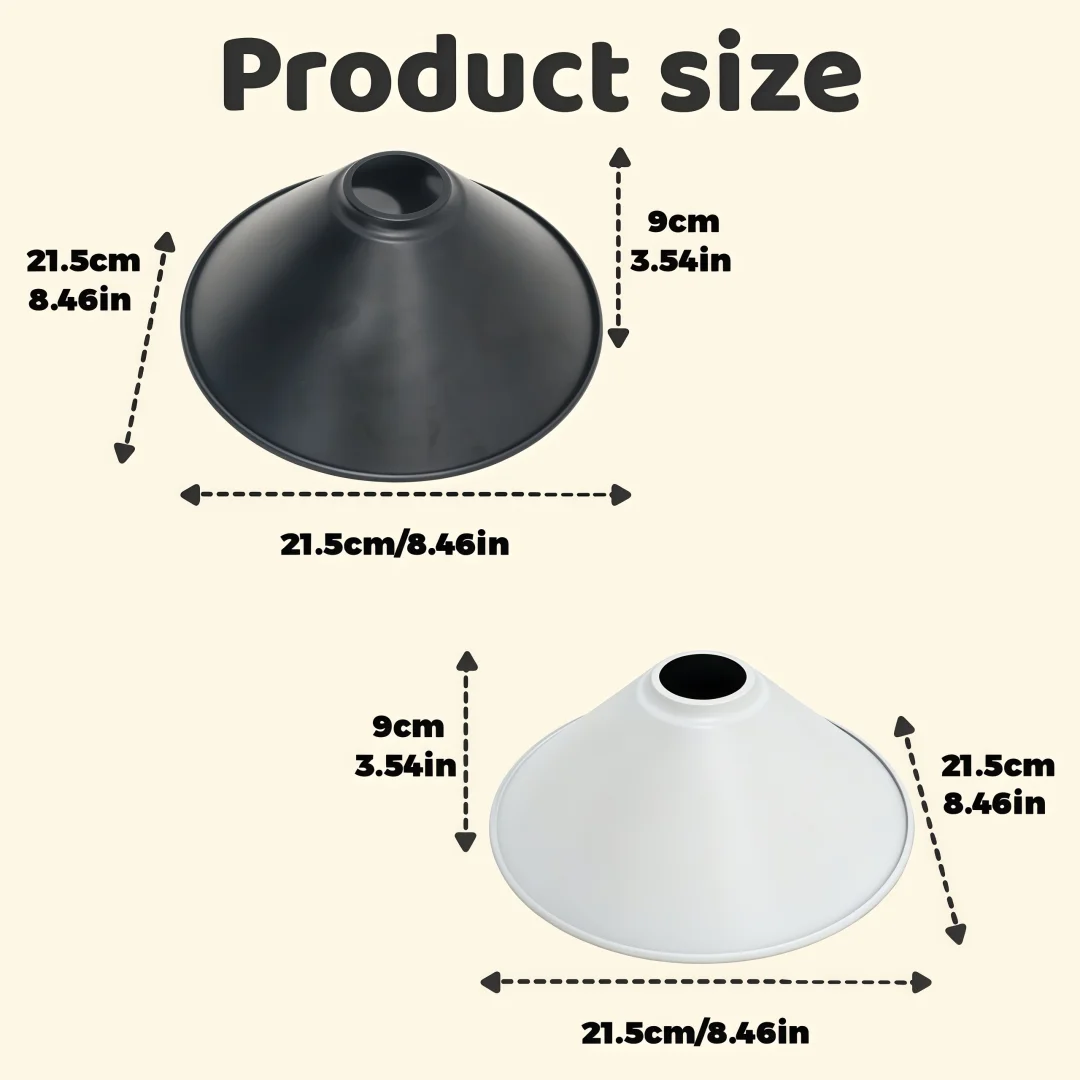 Conical Metal Lampshade Minimalist Industrial Pendant Lamp Cover Black White Kitchen Cafe Dining Decor Only Lampshade No Bulb