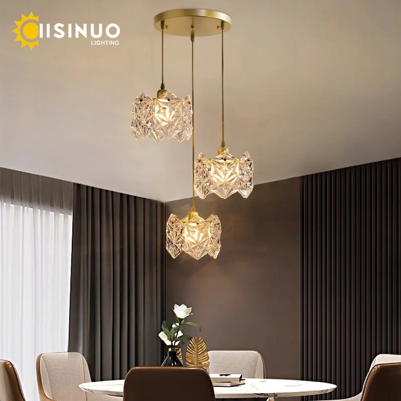 

Glass Pendant Lights 3-head Hanging Artistic Flower Shade Ceiling Lamp for Bedroom Kitchen Dining Room Decor Lighting Luminaires