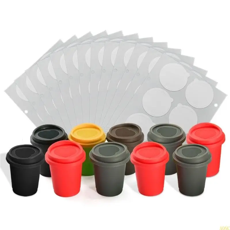 A0NC Reusable Coffee Refills Refillable Cup Aluminum Foils Coffee Cups DIY Coffee Set Reusable Coffee Pods for Coffee