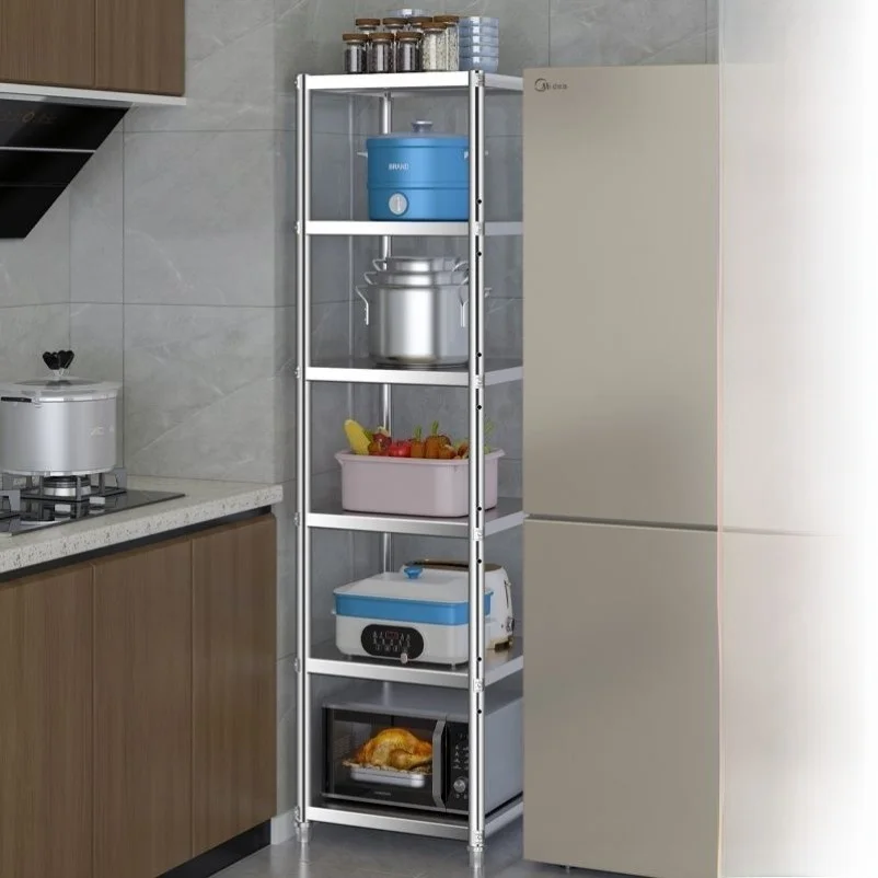 Kitchen Multi-Layer Storage Rack Narrow Stainless Steel Stand-alone  Organizer Carbon Steel Material for Kitchen Storage