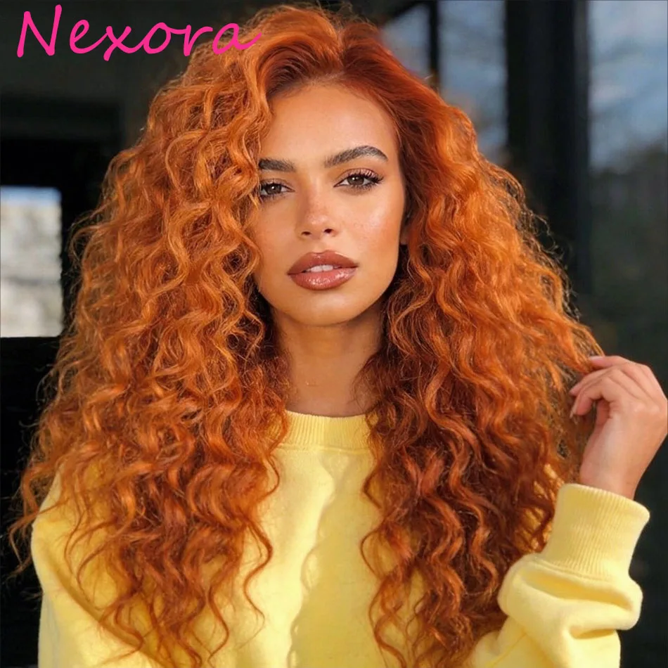 

Nexora 50 Ginger 13x6 Frontal Human Hair Wig Deep Wave Water Wave 13x4 Lace Front Pre Plucked Natural Hairline Women Curly Wig